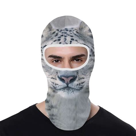 Snow Leopard Cat Animal Face Ski Mask Balaclava Full Face Mask Cov