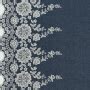 Leichter Jeansstoff Chambray Bord Re Blumenstickerei Dunkelblau