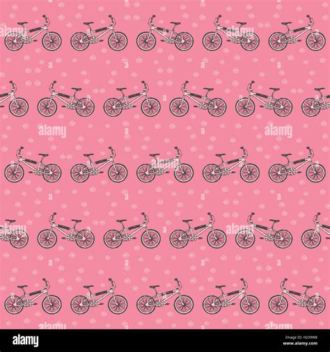 Seamless Bicycles Pattern On A Dark Pink Background Stock Photo Alamy