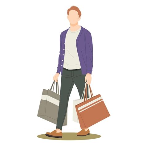 Premium Vector Handsome Man Funny Carry A Shopping Bag Illustration