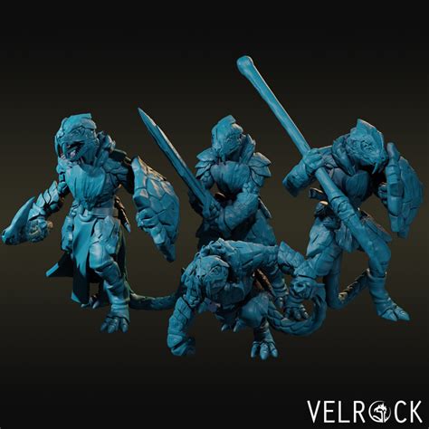 3d Printable Lizardfolk Warriors Pack Now Presupported By Velrock Art