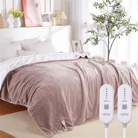 Amazon Caromio Heated Electric Blanket Throw Queen Size With Dual