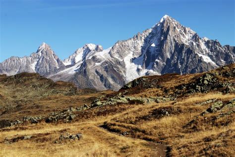 Chamonix Aiguille Verte Peak From An Hiking Trail Stock Photo Image