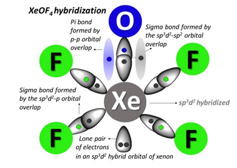 XeOF4 lewis structure, molecular geometry, bond angle, hybridization