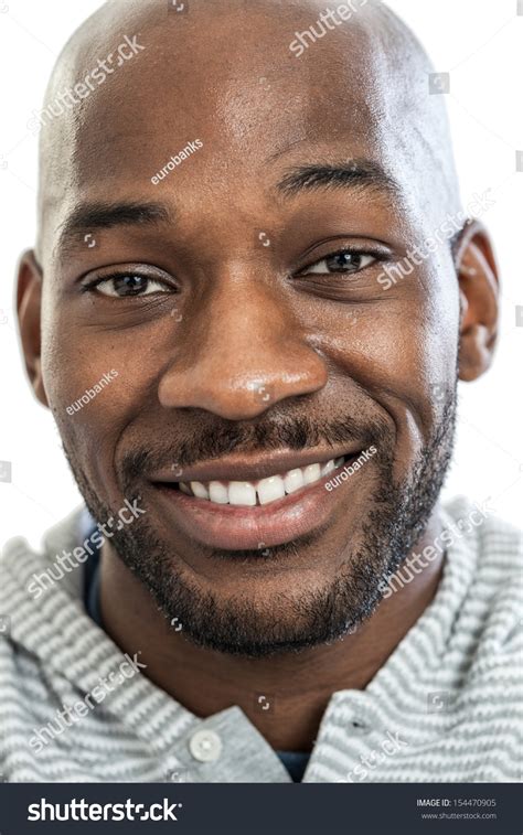 Headshot Portrait Handsome Black Man Smiling Stock Photo 154470905