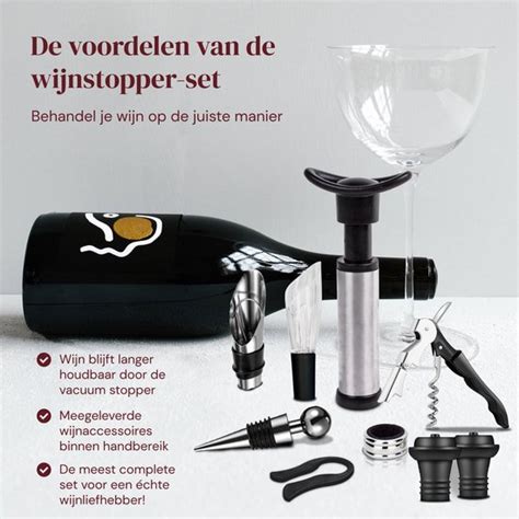 Delige Set Wijnflesstoppers Wijnopener Vacuumpomp