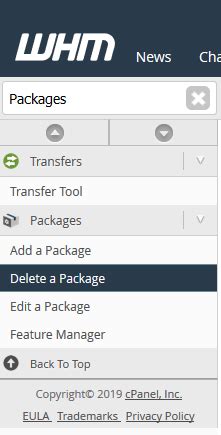 How To Delete A Package In WHM Hostwinds