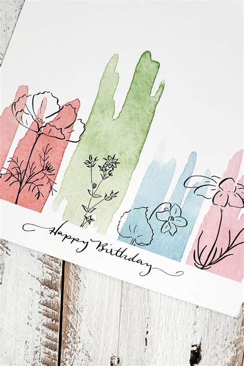 Flower Birthday Card Drawing