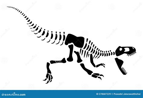 Tyrannosaurus Rex Skeleton Silhouette Dinosaurs Side View Stock