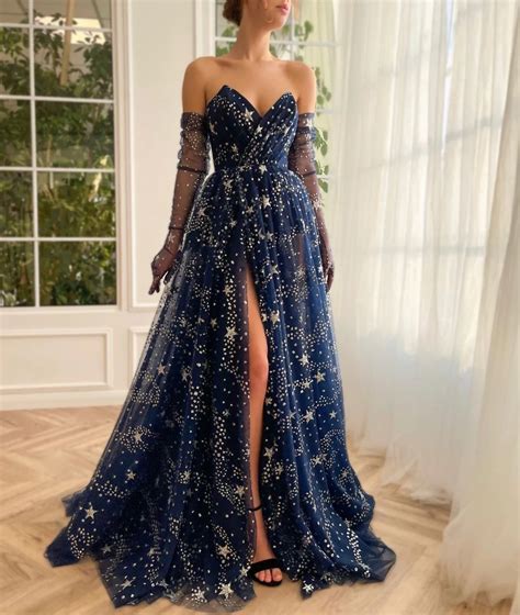 Dark Navy Blue Midnight Sky Ball Gown Starry Night Celestial - Etsy