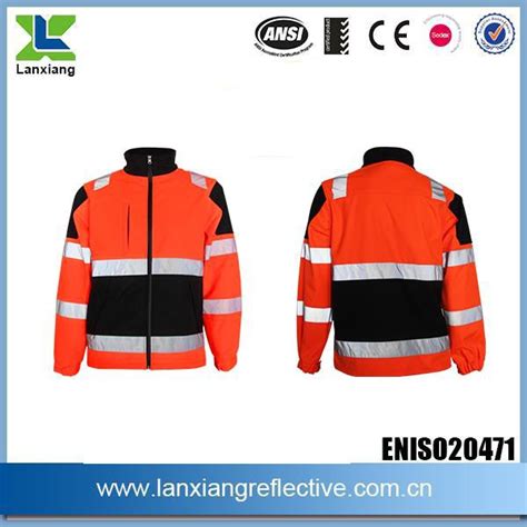 High Visibility Fleece Jacket Reflective Tape Safety Workwear Softshell Jacket