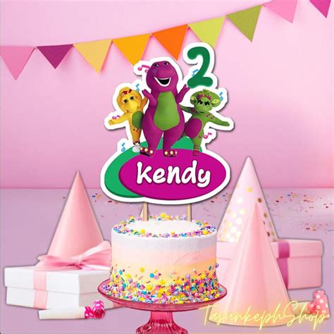 Personalized Printable Barney Cake Toppers Centerpiece Birthday Party