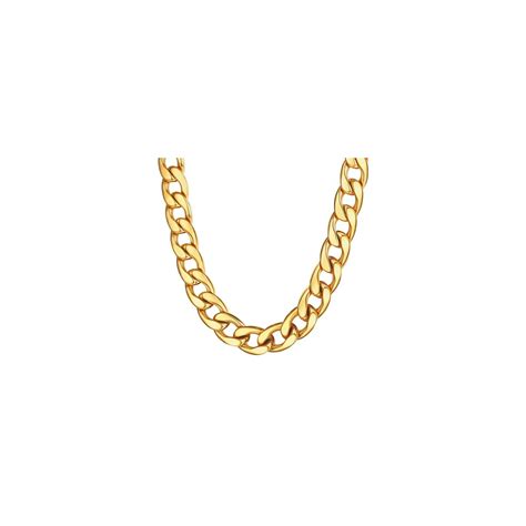 Chaine collier homme acier doré maille cubaine hip hop 60cm au choix