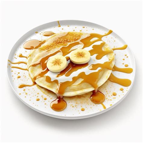 Premium AI Image A Plate Of Pancakes With Bananas And Syrup On It