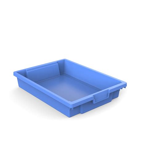 shallow plastic storage containertray blue ease