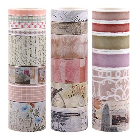 Lychii Washi Tape Set 20 Rouleaux Ruban de masquage décoratif vintage