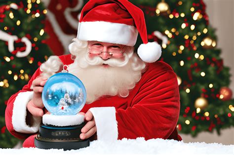 Santa Claus Holding A Snow Globe · Creative Fabrica