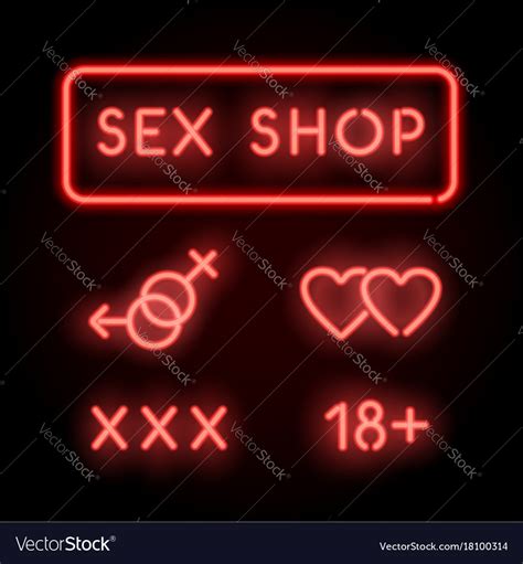 Sex Shop Neon Red Signs Adult Store Royalty Free Vector