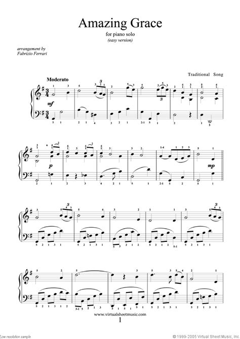 Amazing Grace Easy Version Sheet Music For Piano Solo Pdf