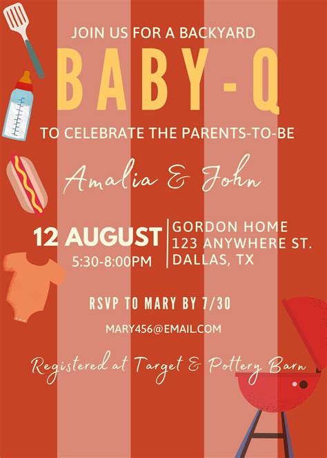 Baby Q Invitation BBQ BBQ Baby Shower Digital Invitation Template Baby