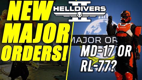 Helldivers 2 MAJOR ORDERS MD 17 Anti Tank Mines Or RL 77 Airburst