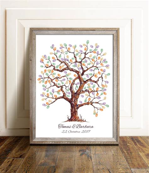 Wedding Fingerprint Tree Thumbprint Wedding Tree Wedding Etsy Tree