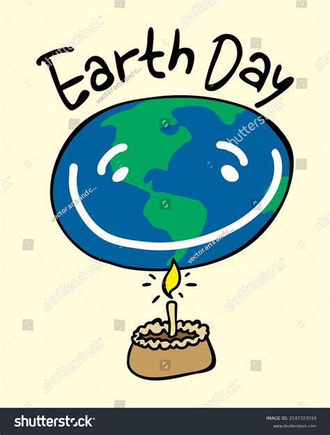 Earth Day Sign Smiling Planet Birthday Stock Vector Royalty Free