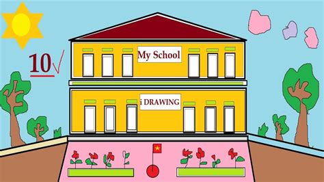 Vẽ Ngôi Trường | Draw MySchool Coloring | Drawing for School - YouTube