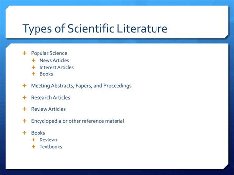 Analytical Essay: Types of scientific literature