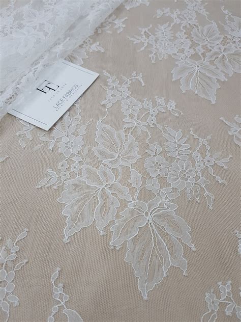 Off White Lace Fabric French Lace Chantilly Lace Bridal Etsy