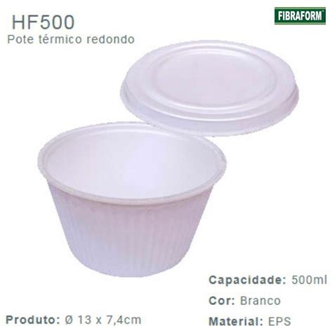 Kit Cumbuca Térmica de Isopor 500ml Redonda HF500 Tampa HF130TP