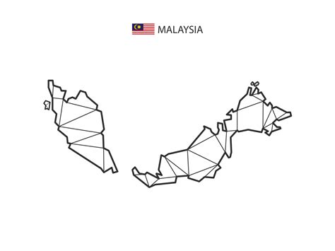 Mosaic Triangles Map Style Of Malaysia Isolated On A White Background