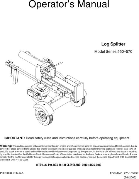 Mtd Af C User Manual Log Splitter Manuals And Guides L