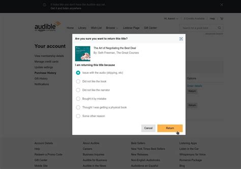 How To Return A Book On Audible