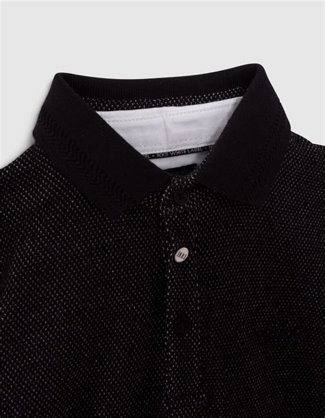 Polo Negro Trampantojo Cuello Camisero Blanco Niño Ikks