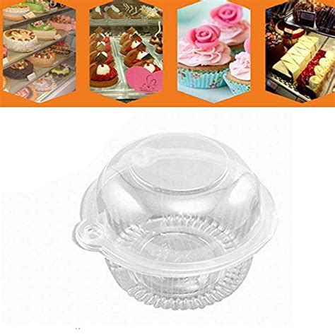 EECOO Plastic Cake Box,100 x Plastic Single Individual Cupcake Muffin ...