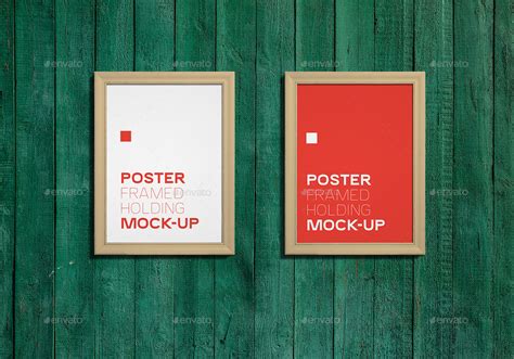 Realistic Framed Poster Holding Mock Up By Xepeec GraphicRiver