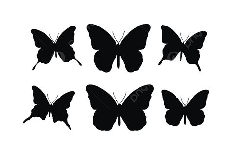 Silhouette Collection Of Cute Butterflies In Various Poses Vector