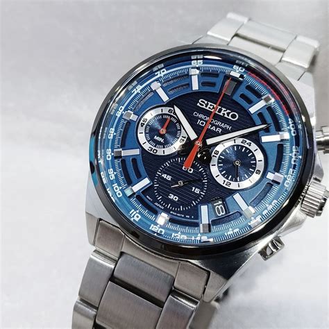 Seiko SSB407P1 Quartz Chronograph Blue Dial Silver Tone Stainless Steel