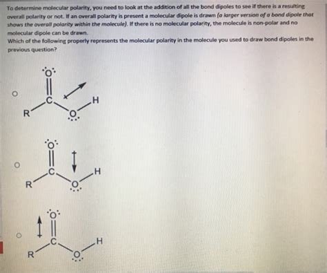 Solved To Determine Molecular Polarity You Need To Look At Chegg