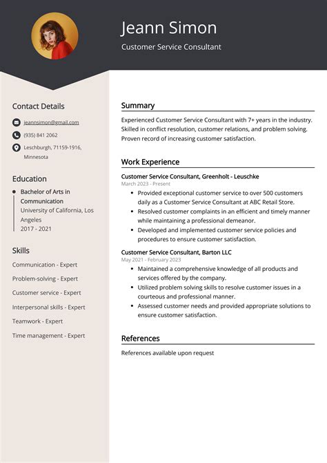 Customer Service Consultant Resume Example (Free Guide)