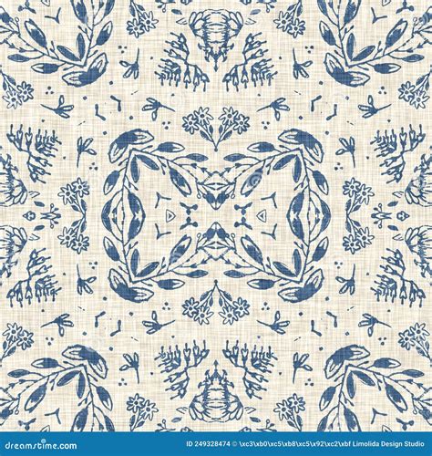 French Blue Floral French Printed Fabric Pattern For Shabby Chic Home