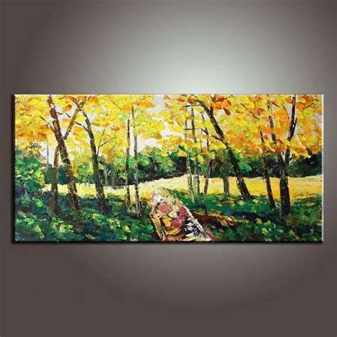 Gro E Original Gem Lde Herbstliche Landschaft Malerei Abstrakte