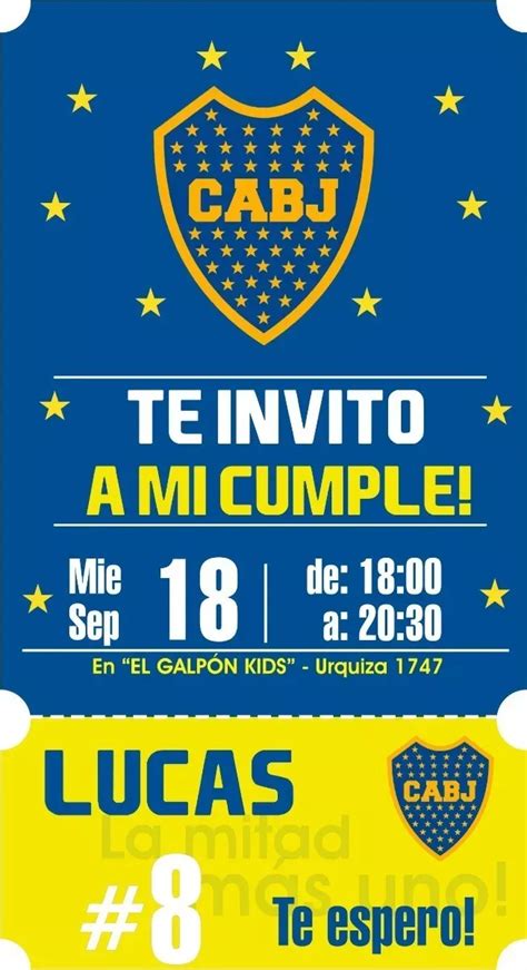 Invitacion Virtual Cumple Futbol Boca Jrs P Redes Sociales VILLAGE