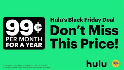 Hulu Cyber Monday Deal 2024 Get Hulu For 99 Cents Per Month For 1 Year