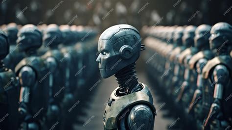 Premium AI Image | Many humanoid robots Artificial intelligence concept ...