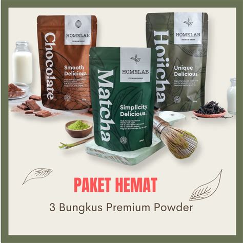 Jual Homelab Paket Bubuk Matcha Chocolate Hojicha 3 Bungkus Bisa