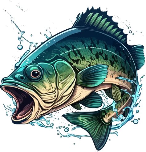 Big bass fish vector cartoon for t shirt Big bass fish t shirt design 27254900 PNG