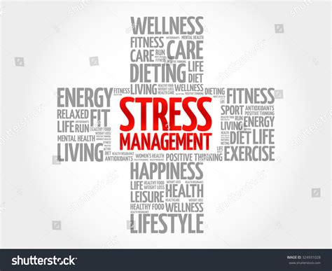 Stress Management Word Cloud Health Cross Stock Vector Royalty Free