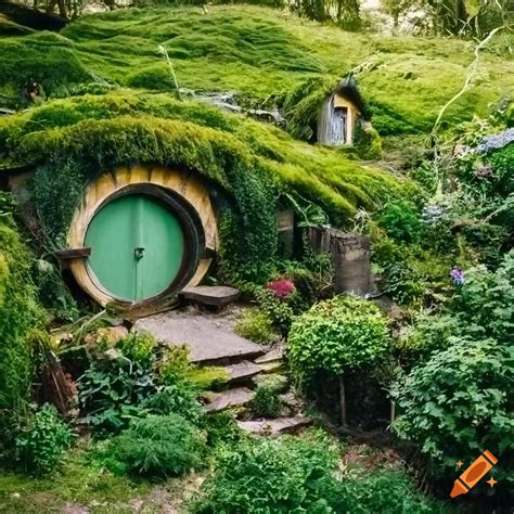 Close Up Of A Realistic Hobbit House With Lush Greenery On Craiyon